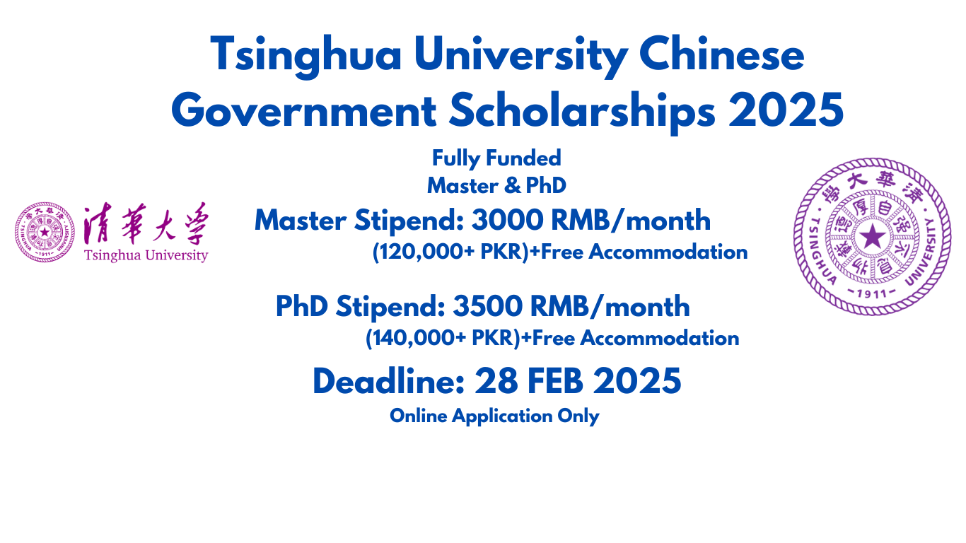 Banner for the Tsinghua University CSC Scholarship 2025, inviting international Master’s and Ph.D. students to apply for fully funded study opportunities at Tsinghua University, with benefits including tuition, accommodation, and monthly stipends.